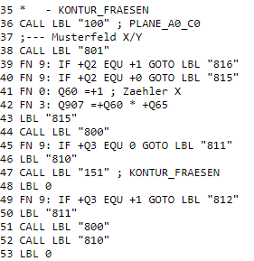 Excerpt from the program structure